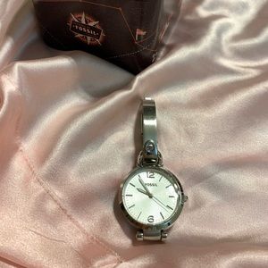 Silver fossil watch